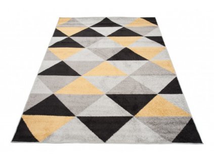 Kusový koberec LAZUR C945C Geometrický šedý žlutý