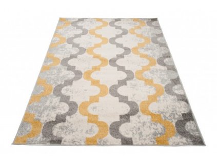 Kusový koberec LAZUR C941A bílý šedý žlutý