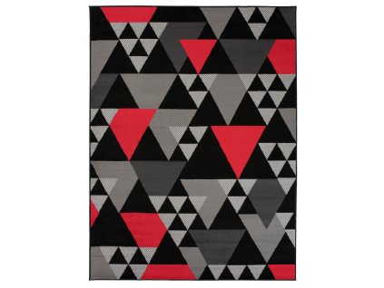 Kusový koberec moderní MAYA Z900E Trojúhelníky šedý červený