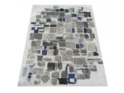 Kusový koberec LARA 04 Moderní krémový šedý modrý1