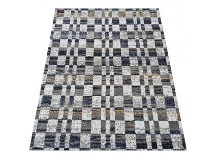 Kusový koberec LARA 05 Moderní Geometrický krémový šedý modrý1