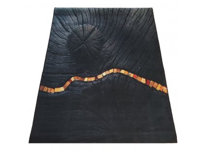Moderní kusový koberec BLACK and GOLD N 11 Staré dřevo černý zlatý