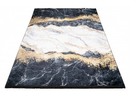 Kusový koberec pratelný TOSCANA 21150 Abstraktní Kámen pogumovaný šedý krémový zlatý
