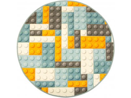 Kulatý dětský koberec Kostky Lego