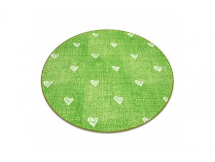 Dětský kulatý koberec HEARTS Srdíčka Zelený