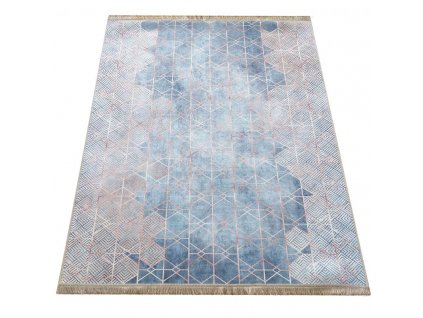 Moderní kusový koberec protiskluzový Horeca New 108 Geometrický modrý1