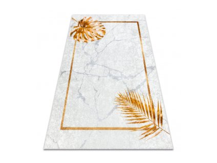 Kusový koberec pratelný MIRO 51518.806 Listí protiskluzový šedý zlatý