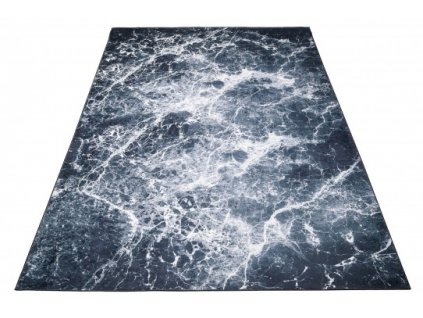 Kusový koberec pratelný TOSCANA 21021 Abstraktní pogumovaný antracitový