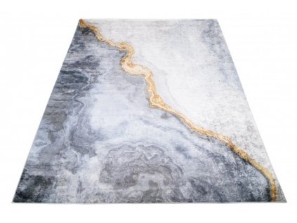 Kusový koberec pratelný TOSCANA 38660 Abstraktní pogumovaný šedý krémový zlatý