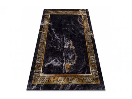 Kusový koberec pratelný MIRO 51278.809 Mramor Řecký vzor protiskluzový černý zlatý