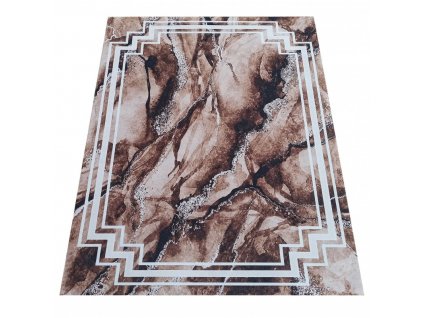 Moderní kusový koberec protiskluzový Horeca New 118 Mramor Klasický hnědý