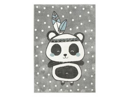 Dětský kusový koberec Lima 9371A Panda Indián šedý modrý