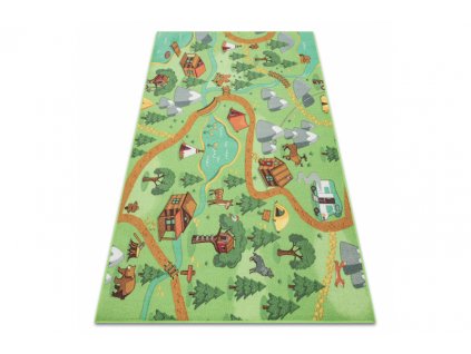 Dětský kusový koberec REBEL ROADS Wild life 90 Les Zvířátka protiskluzový zelený1