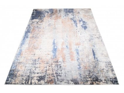 Kusový koberec pratelný TOSCANA 97170 Abstraktní pogumovaný modrý krémový růžový