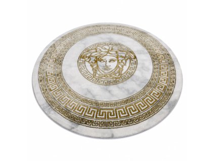 Kulatý koberec EMERALD 1011 Luxusní Řecký vzor krémový zlatý