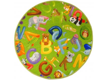 Dětský kusový koberec Alfabet 12 zelený