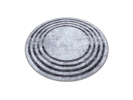 Kulatý koberec pratelný MIRO 51231.806 Kruhy protiskluzový šedý černý