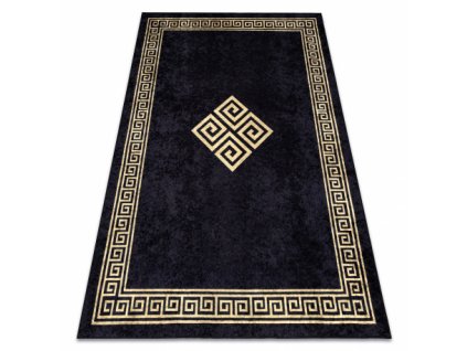 Kusový koberec pratelný MIRO 52071.803 Klasický Řecký vzor protiskluzový černý zlatý