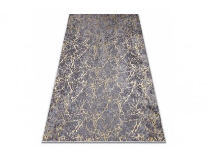 Kusový koberec pratelný MIRO 11111.2103 Mramor protiskluzový tmavě šedý zlatý
