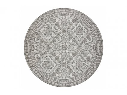 Kulatý koberec SISAL LOFT 21193 šedý / stříbrný / slonová kost