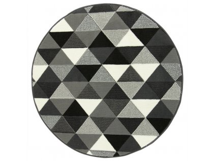 Kulatý koberec LUNA 503430/56911 šedý trojúhelníky