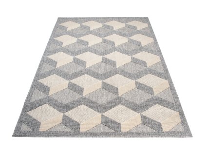 Kusový koberec Sisalový CANSAS FG40B Geometrický 3D krémový