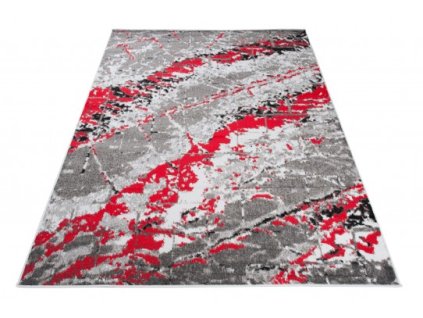 Kusový koberec moderní  MAYA Q543A šedý červený bílý