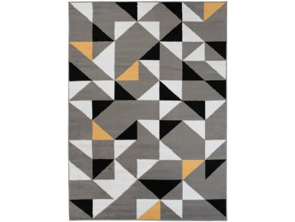 Kusový koberec moderní MAYA Z896A Trojúhelníky šedý žlutý