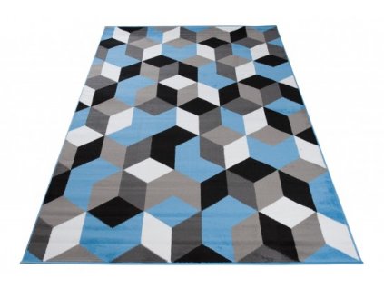 Kusový koberec moderní MAYA Q545A Kostky 3D modrý šedý