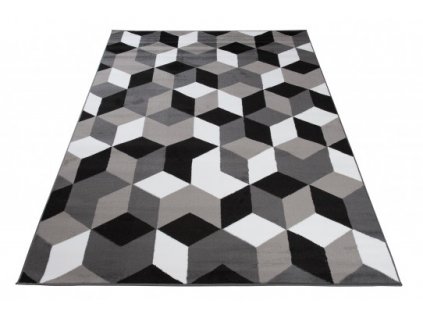 Kusový koberec moderní MAYA Q545A Kostky 3D tmavě šedý
