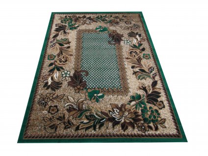 Kusový koberec BCF Alfa 01 Květy zelený