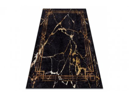 Kusový koberec pratelný MIRO 51333.801 Mramor protiskluzový černý zlatý