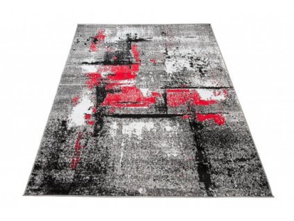 Kusový koberec moderní MAYA Q541A bílý šedý červený