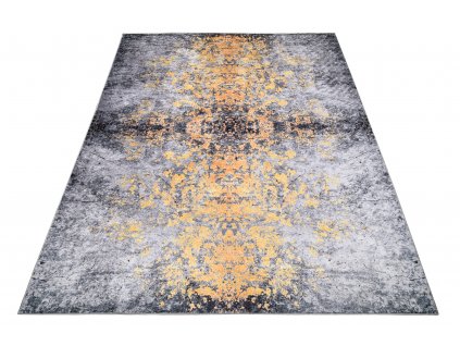 Kusový koberec pratelný VICTORIA 21061 pogumovaný šedý žlutý