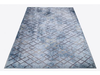 Kusový koberec pratelný TOSCANA 26011 Geometrický Moderní pogumovaný modrý šedý