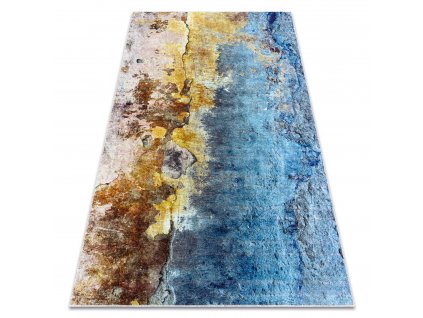 Kusový koberec pratelný MIRO 51709.803 Abstraktní protiskluzový modrý zlatý