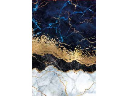 Kusový koberec pratelný TOSCANA 37050 Moderní pogumovaný modrý krémový zlatý