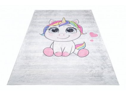 Dětský kusový koberec vhodný k praní BAMBINO 2736 Kočička protiskluzový vícebarevný