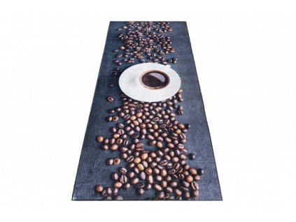 Kusový koberec do kuchyně KITCHEN 3338 Kafe protiskluzový černý tmavě modrý