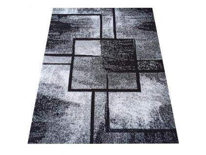 Moderní kusový koberec Soho 16 Geometrický šedý černý1