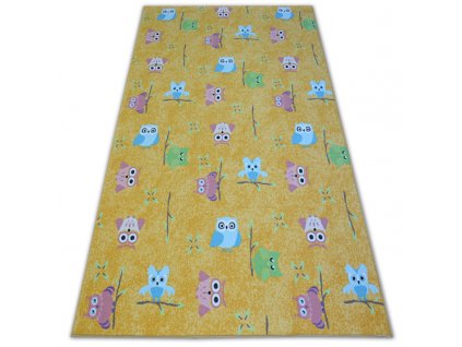 Kusový dětský koberec OWLS Sovy žlutý