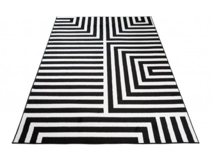 Moderní kusový koberec CHEAP T241A černý bílý
