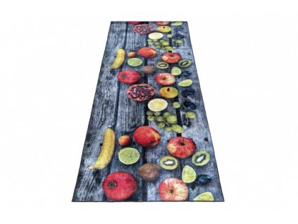 Kusový koberec do kuchyně KITCHEN 33530 Ovoce protiskluzový šedý modrý vícebarevný