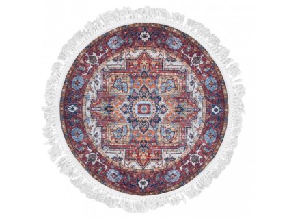 Kulatý koberec CHENILLE PRINTED Y 294 Klasický hnědý