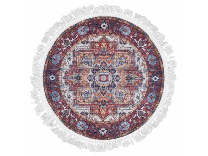 Kulatý koberec CHENILLE PRINTED Y-294 Klasický hnědý