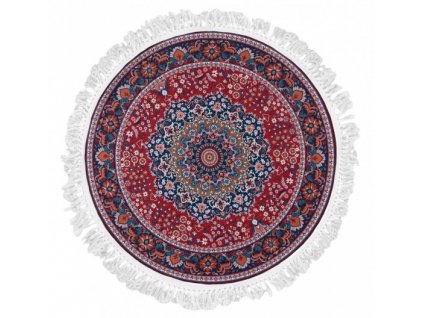 Kulatý koberec CHENILLE PRINTED JZ-867 Klasický bordó modrý