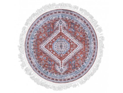 Kulatý koberec CHENILLE PRINTED CLF 22 Klasický bordó šedý