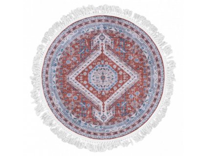 Kulatý koberec CHENILLE PRINTED CLF-22 Klasický bordó šedý
