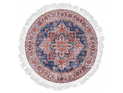Kulatý koberec CHENILLE PRINTED Y 169A Klasický hnědý modrý
