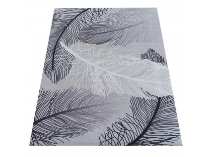Moderní kusový koberec protiskluzový Horeca New 107 Peří šedý